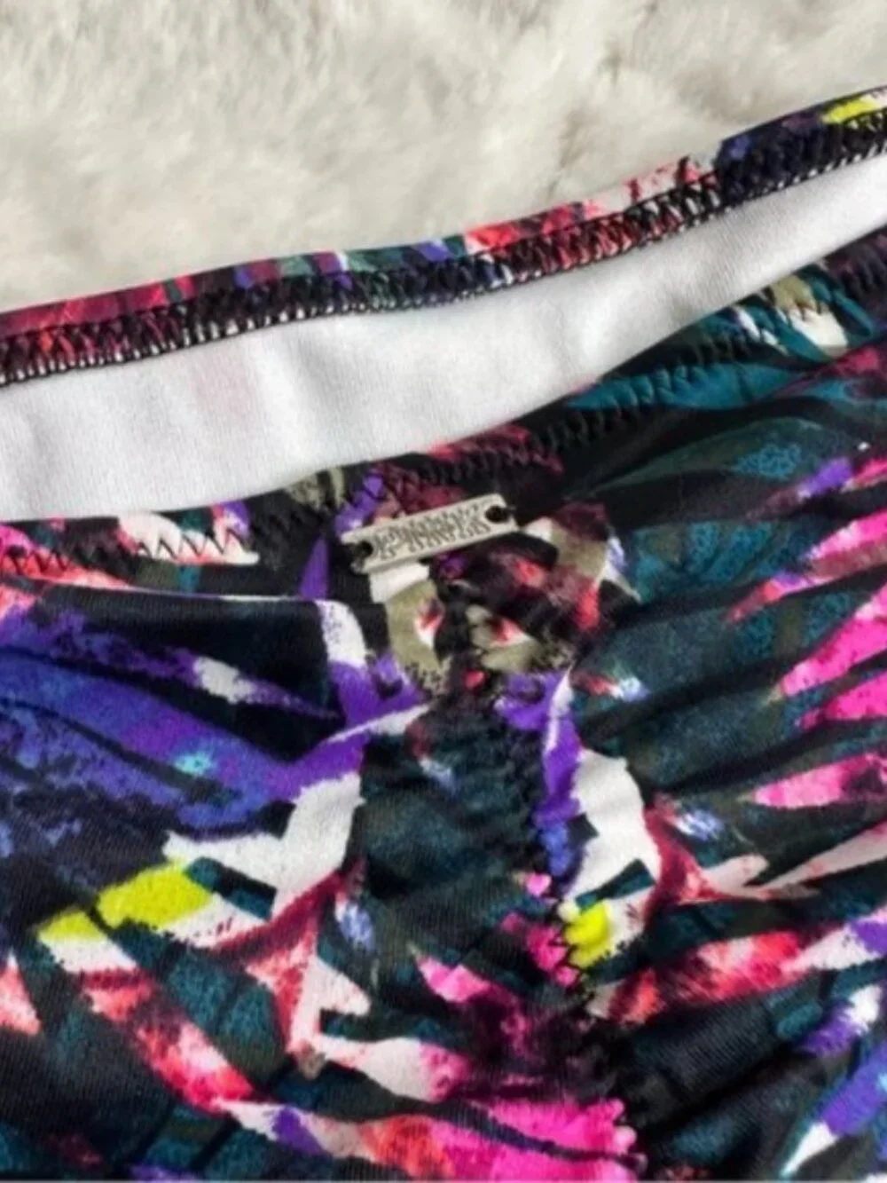 Victoria's Secret PINK | Black Multicolor Palm Bikini Bottoms | Size Large